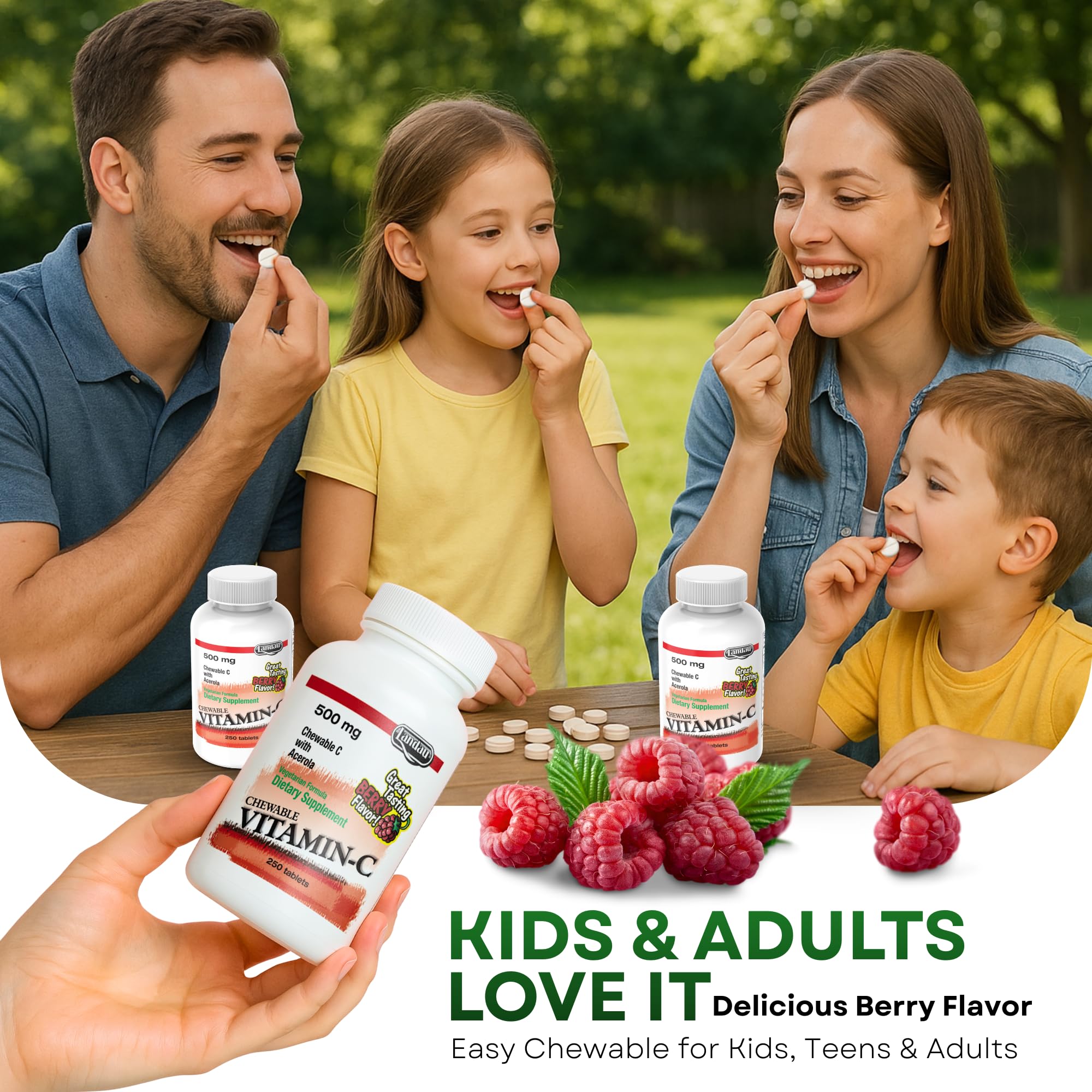 LANDAU kids enjoying chewables for a simple daily vitamin routine.