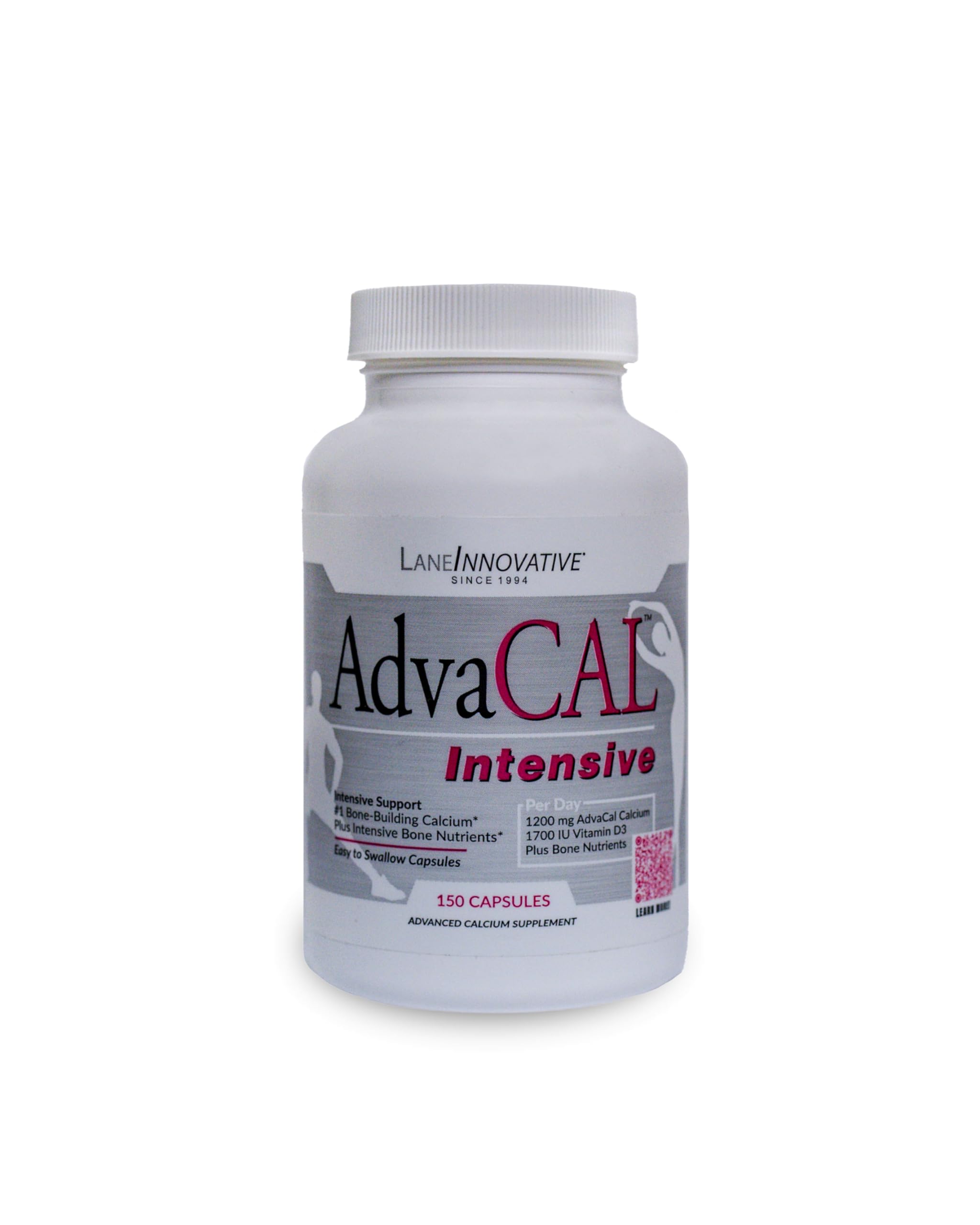 Lane Innovative AdvaCAL bottle front view, supports bone health with 1,700 IU vitamin D.