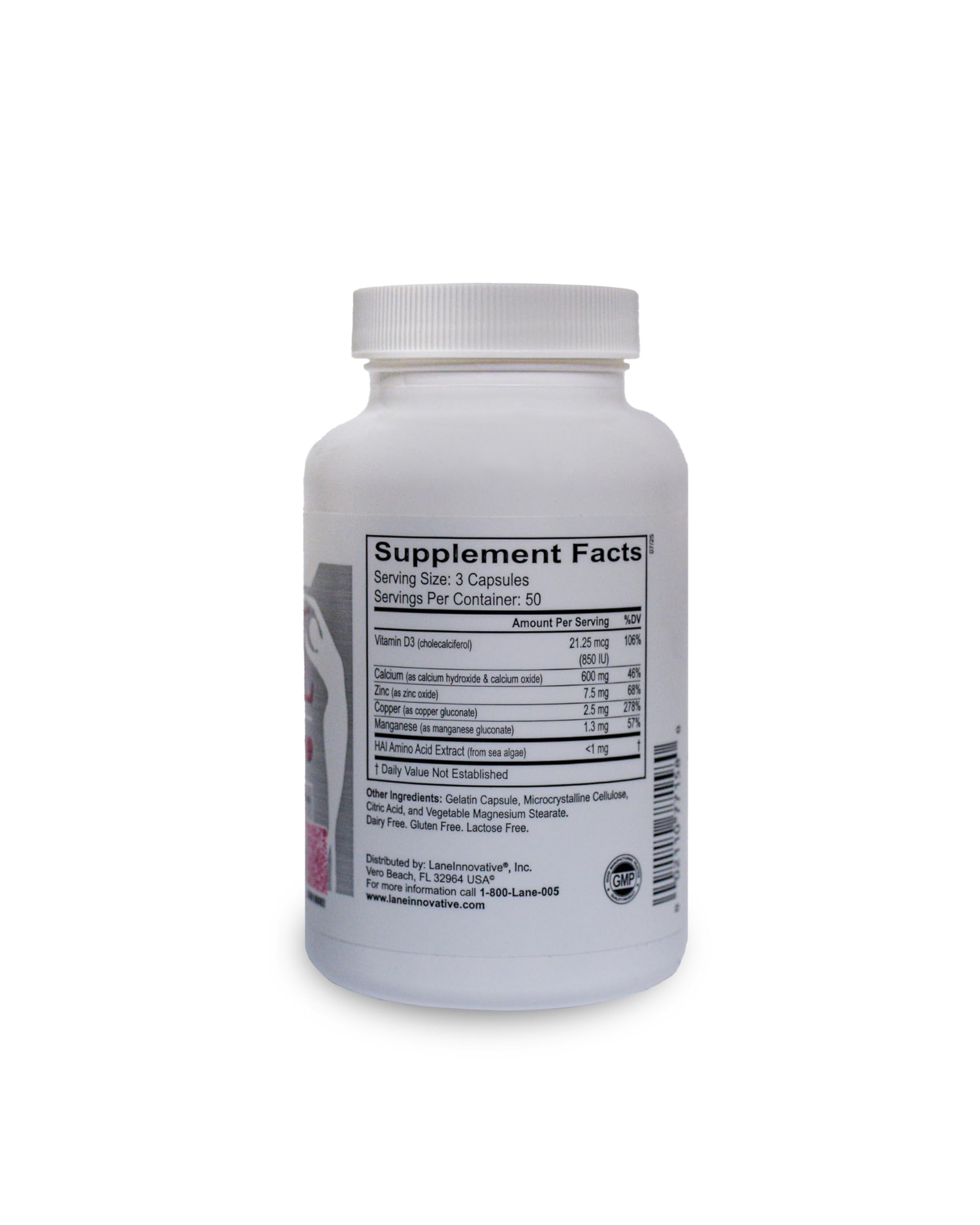 Lane Innovative AdvaCAL capsules close-up, easy-to-swallow daily bone support.