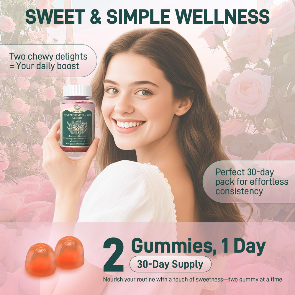 LanranBee feminine balance bottle on a clean vanity