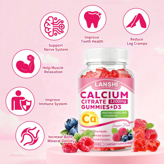 LANSHI gummies close-up in mixed berry flavor for daily wellness