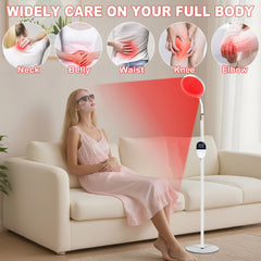 LanSuper red light therapy lamp at desk height for quick energy and mood boosts.