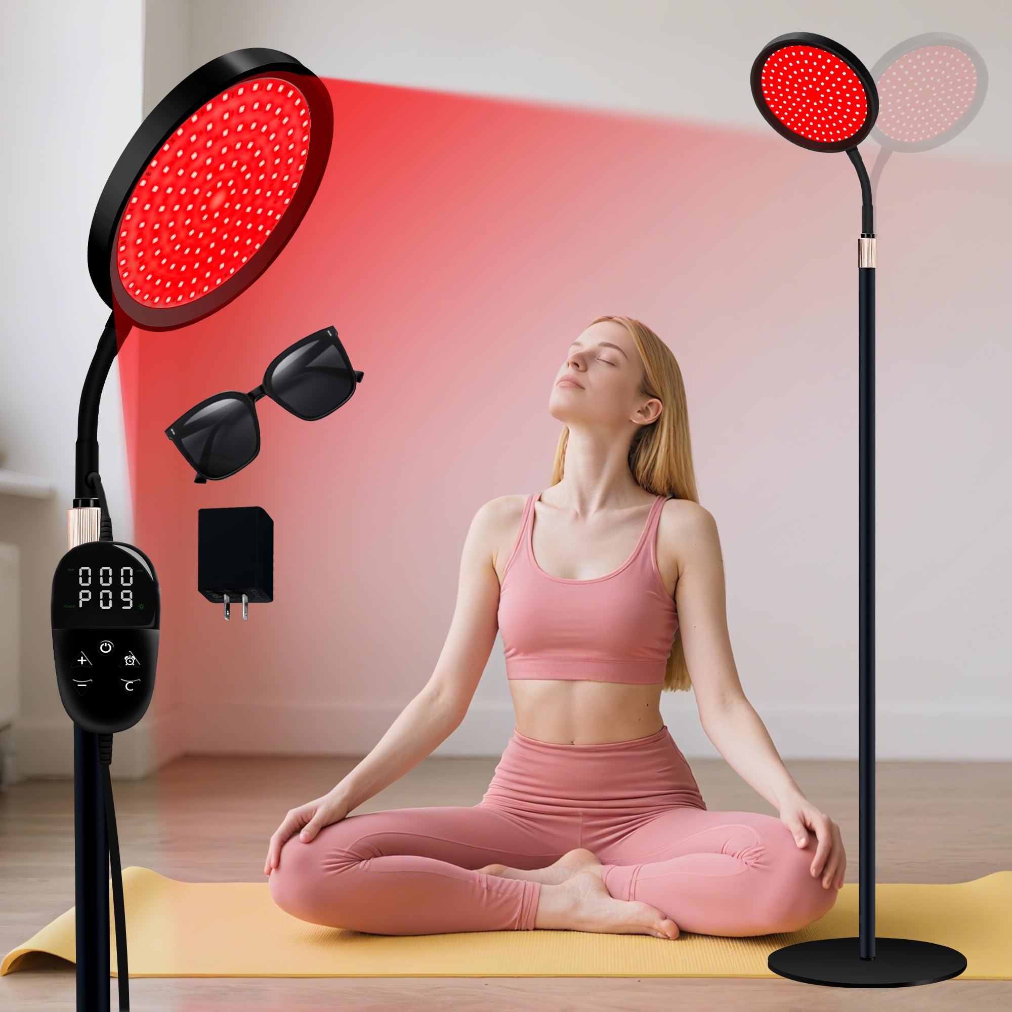 LanSuper red light therapy lamp front view for at-home skin care benefits.