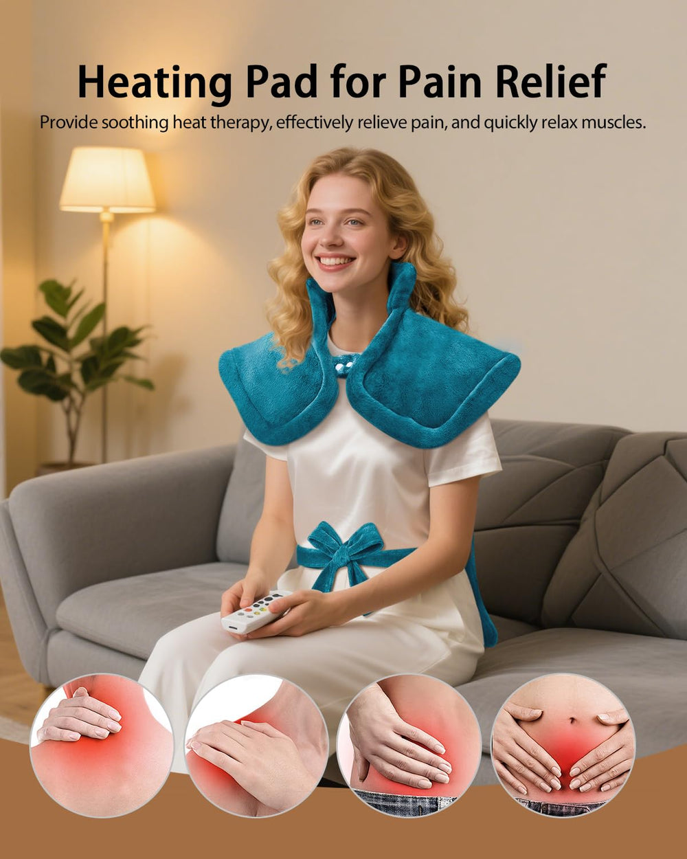 LANVA back pain relief pad eases stiffness after a long day.
