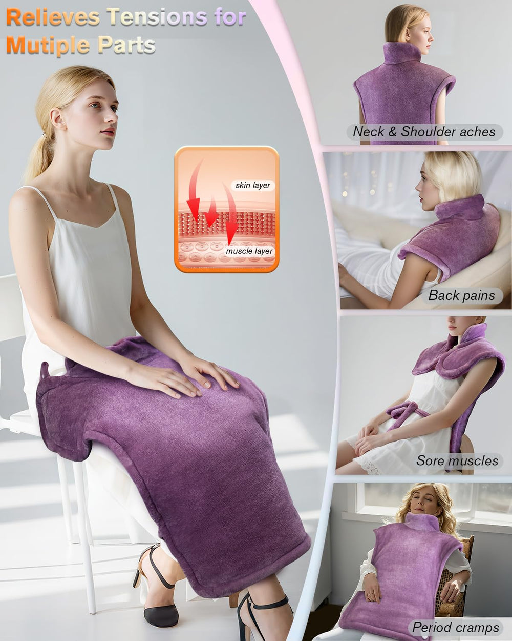 LANVA heating pad auto-off and four timers enable safe use