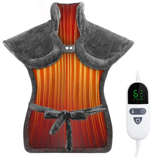 LANVA heating pad front view provides full back coverage for sore muscles