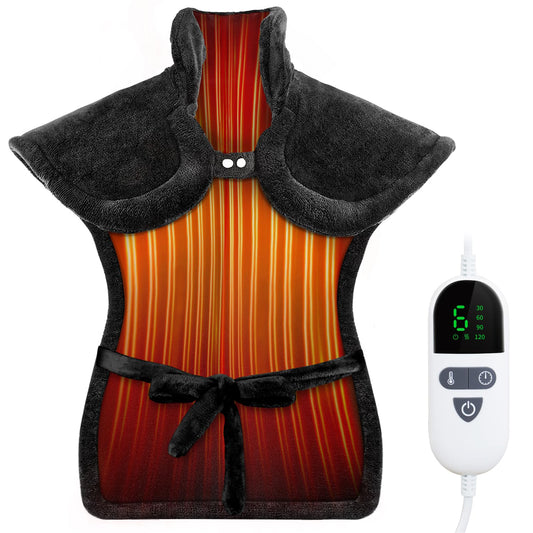 LANVA heating pad targets neck and shoulders with soothing warmth for daily relief.