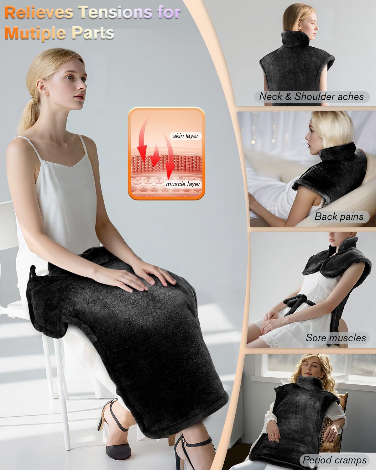 LANVA neck-shoulder strap keeps pad secure during use.