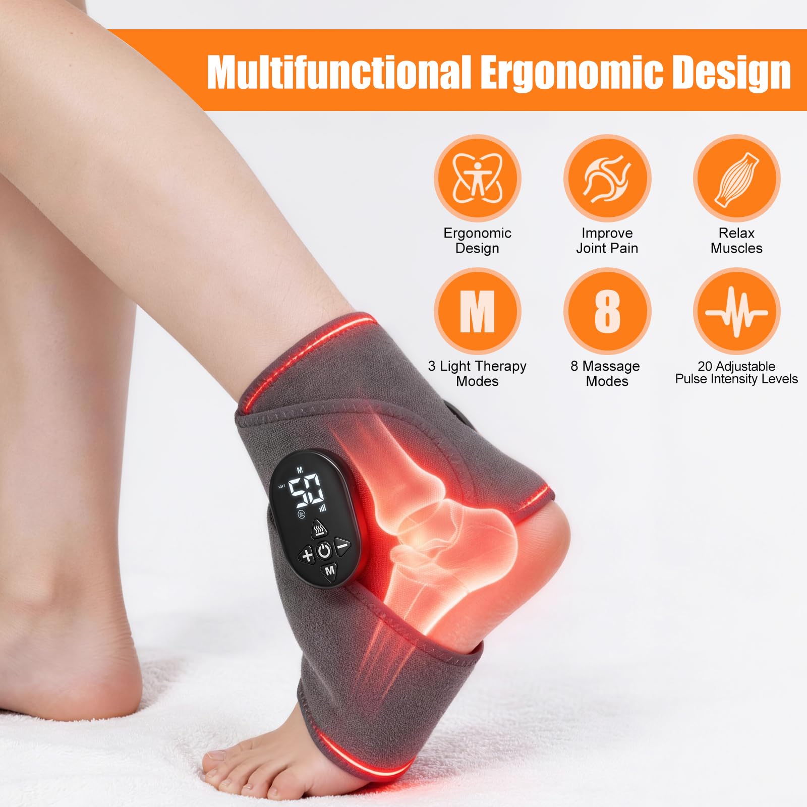 Laokiiy wearable foot-ankle wrap provides versatile therapy for feet, ankles, and calves.