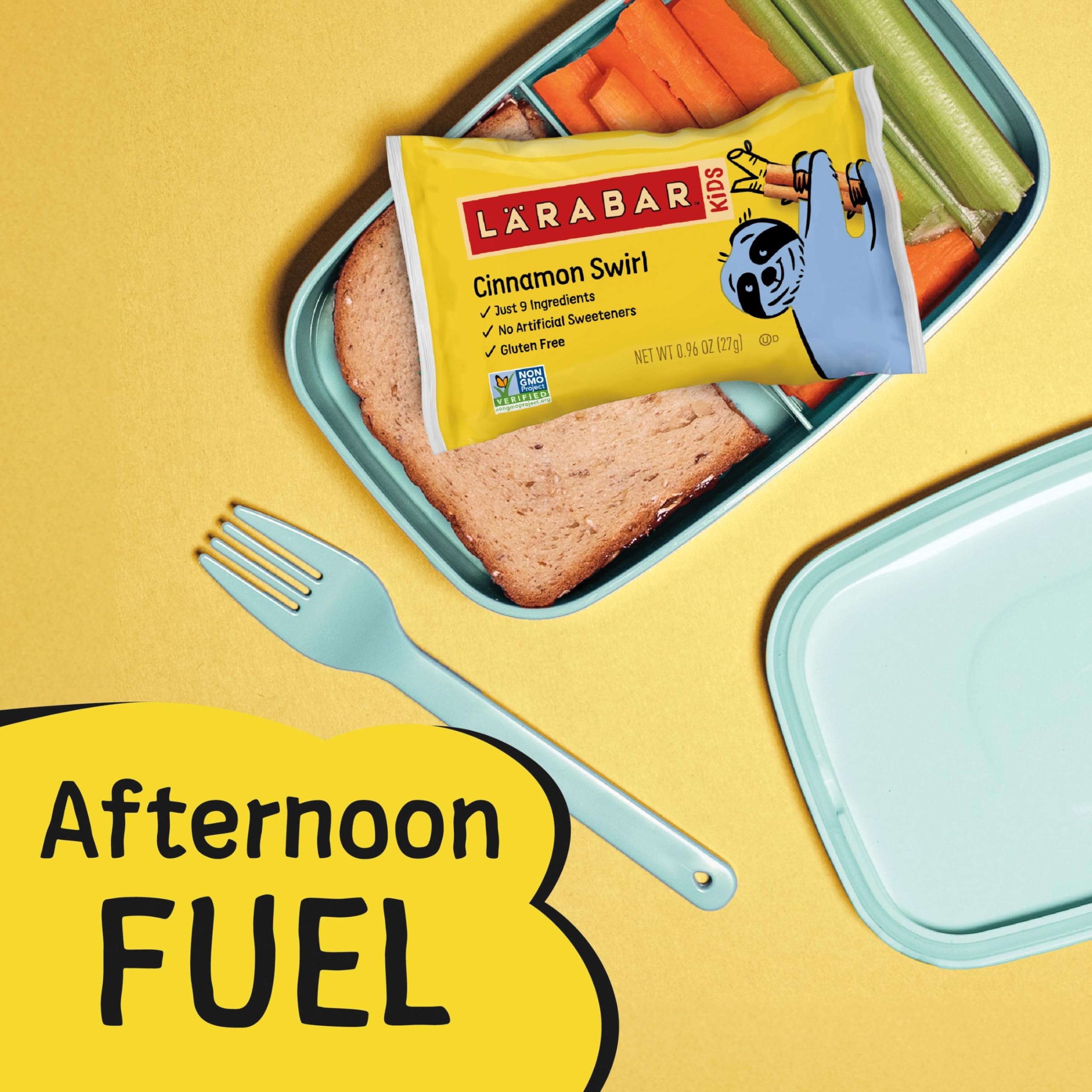 Larabar Kids Bakes Cinnamon Swirl Non-GMO seal communicates trusted quality.