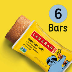 Larabar Kids Bakes Cinnamon Swirl packaging on countertop signals easy pantry stocking.