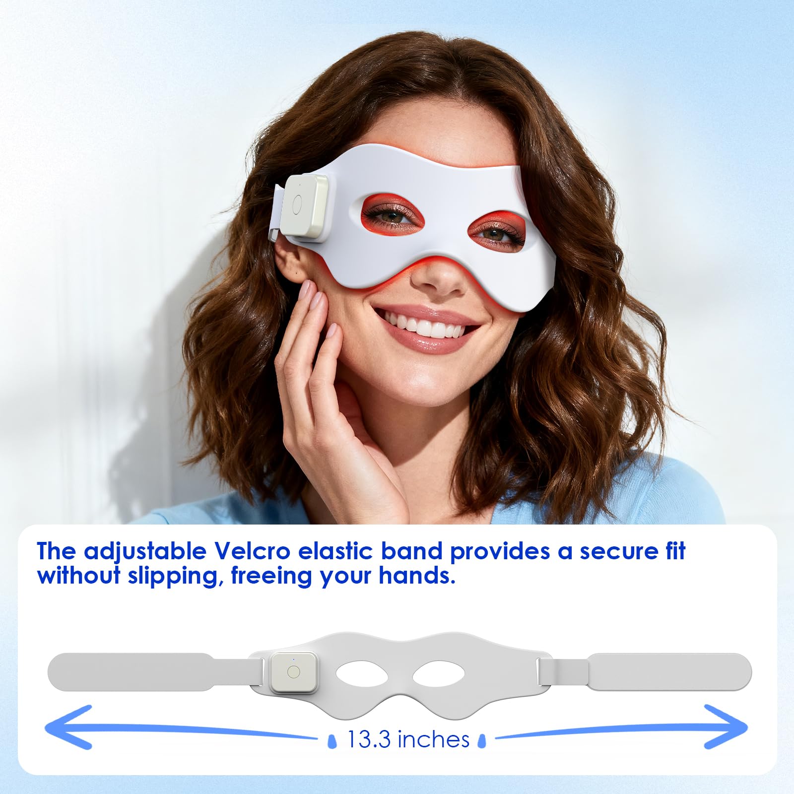 LaseLocks eye mask offers one-touch control for quick start to sessions.