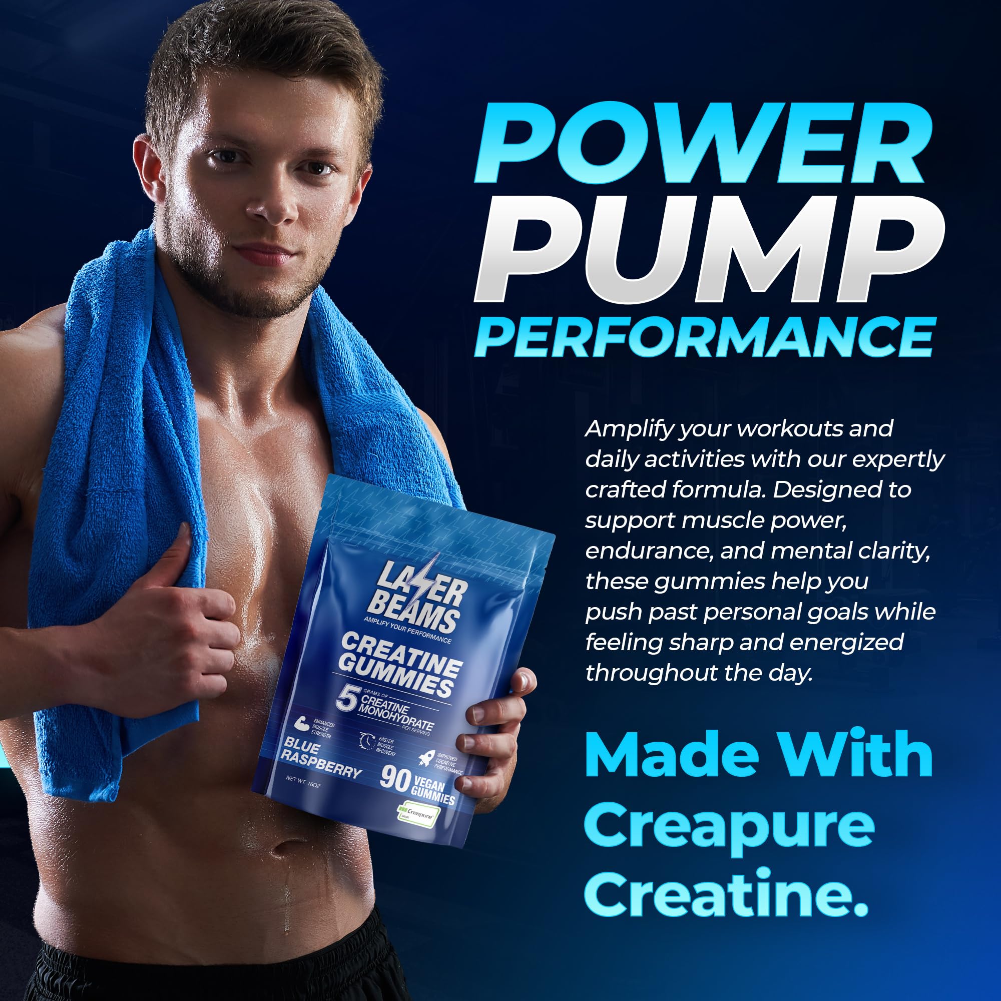 Laser Beams Creatine Gummies being poured for a daily dose