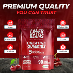 Laser Beams Creatine Gummies gluten-free packaging appeals to diet-conscious athletes.