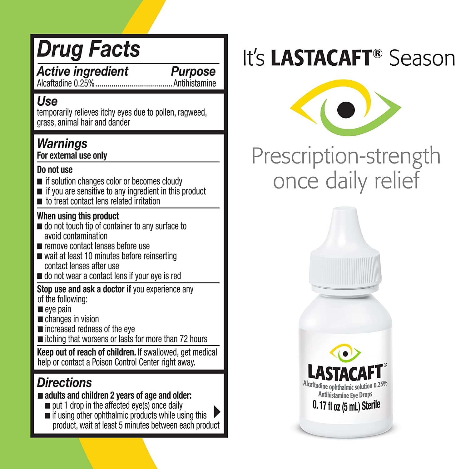 Lastacaft 60-day supply packaging demonstrating value and ongoing allergy relief.