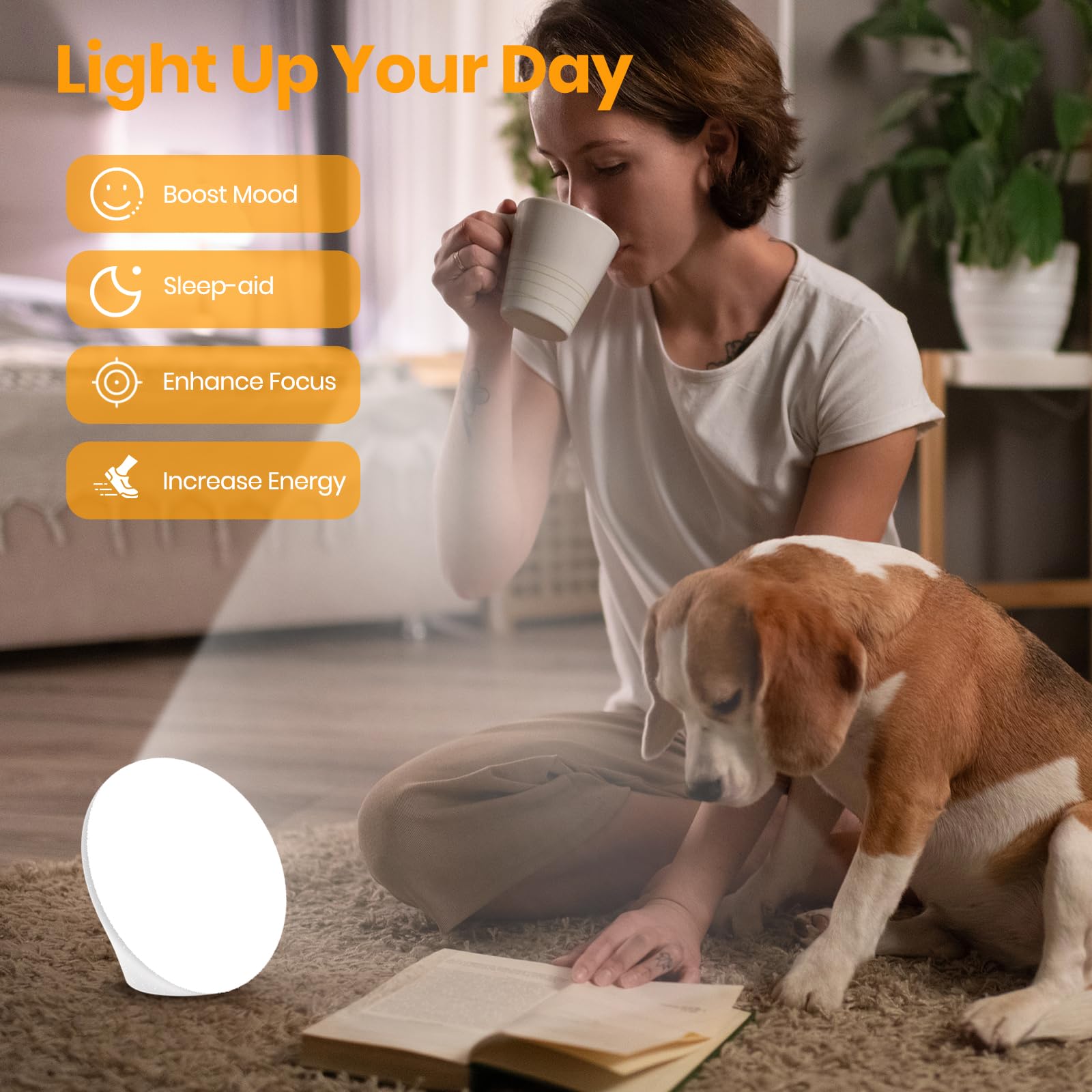 LASTAR Sun Lamp with 66 LEDs spreads even light from about 20 inches.