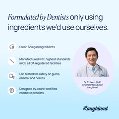 Laughland gel with 11% hydrogen peroxide targets stains while remaining enamel-safe.