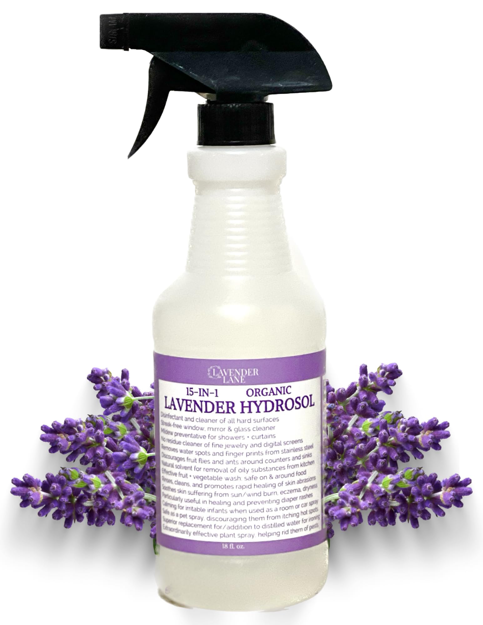 Lavender Lane bottle beside pillow for bedtime relaxation spray.