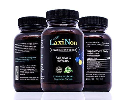 Laxinon capsule being poured from bottle into hand.