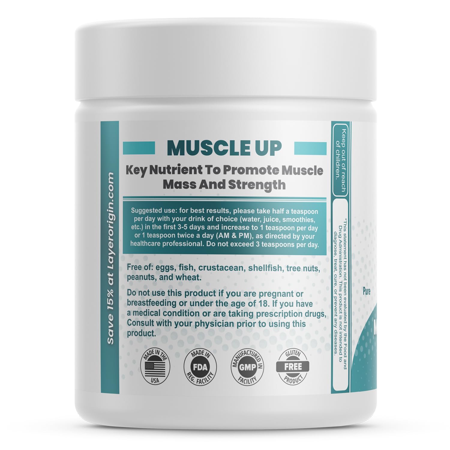 Layer Origin 6'-SL HMO gut-barrier illustration; emphasizes gut health as a possible benefit.