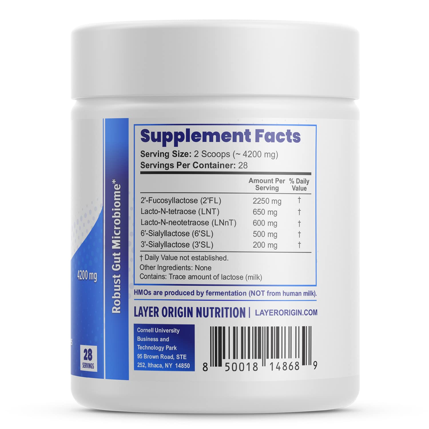 Layer Origin SuperHMO infographic showing gut health benefits for daily use.