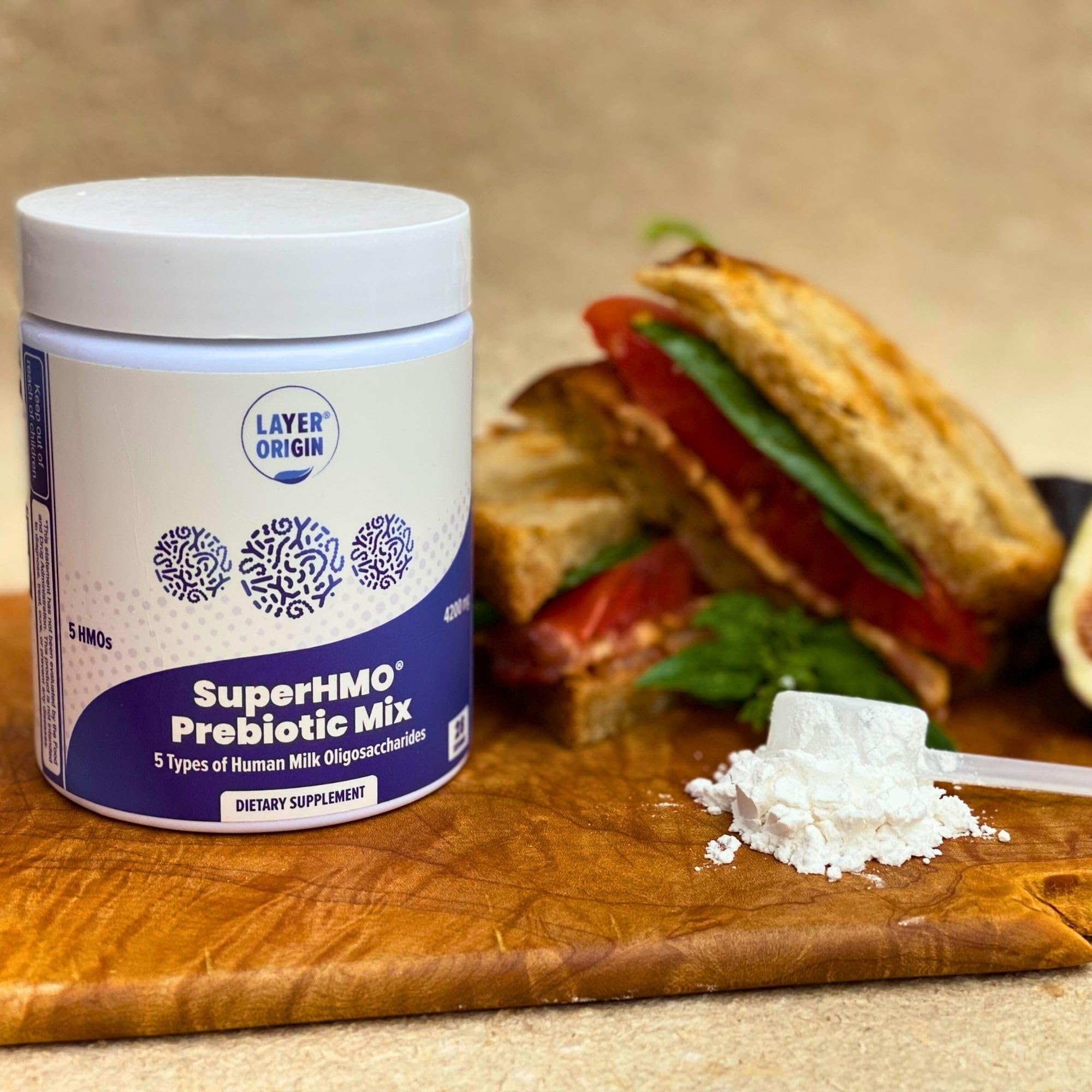 Layer Origin SuperHMO pours easily into smoothies for a creamy texture.