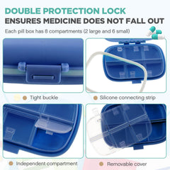 Dark blue Layhit compact pill box ideal for on-the-go storage
