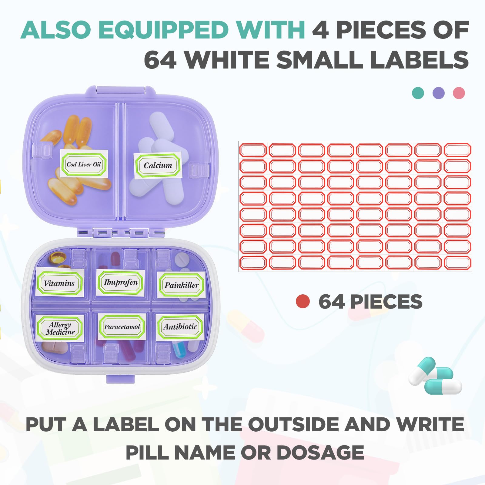 Layhit self-adhesive label sheets for quick medicine labeling and organization.