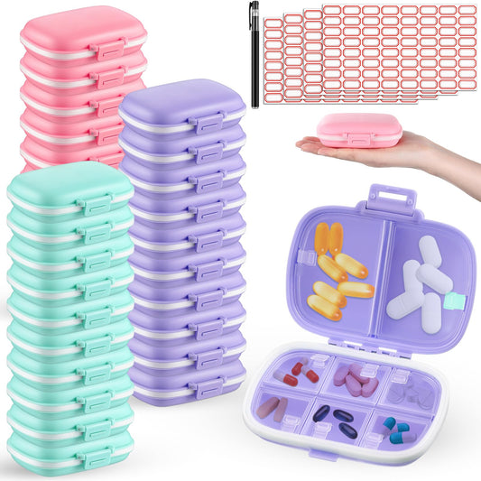 Layhit travel pill organizer in blue with 8 compartments for organized dosing on the go.