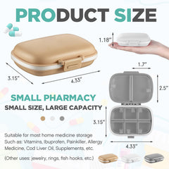 Layhit travel pill organizer in gray with eight compartments for compact travel use
