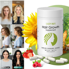Lazpowfi Biotin 10000mcg Closeup emphasizes high-dose biotin for hair and nails.