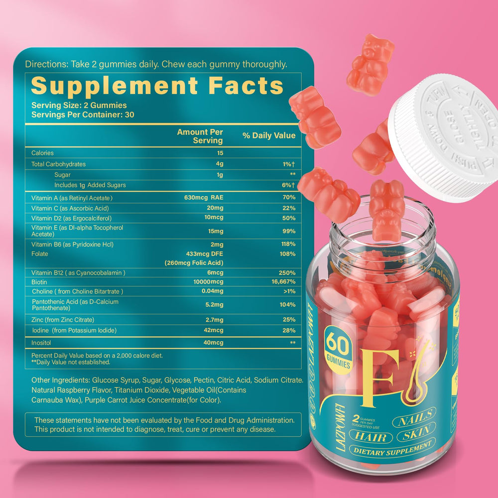 Lazpowfi gummies daily portion visuals emphasize vegan cruelty-free formula