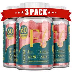 Lazpowfi Biotin Gummies Raspberry pack front view supports hair health.