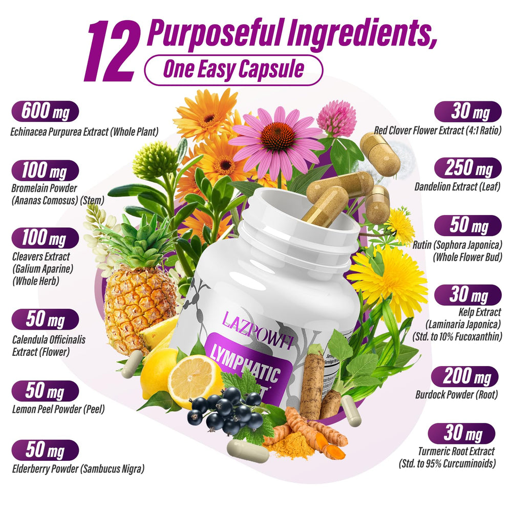 Lazpowfi bottle showcases vegan, non-GMO capsules for clean daily supplementation.