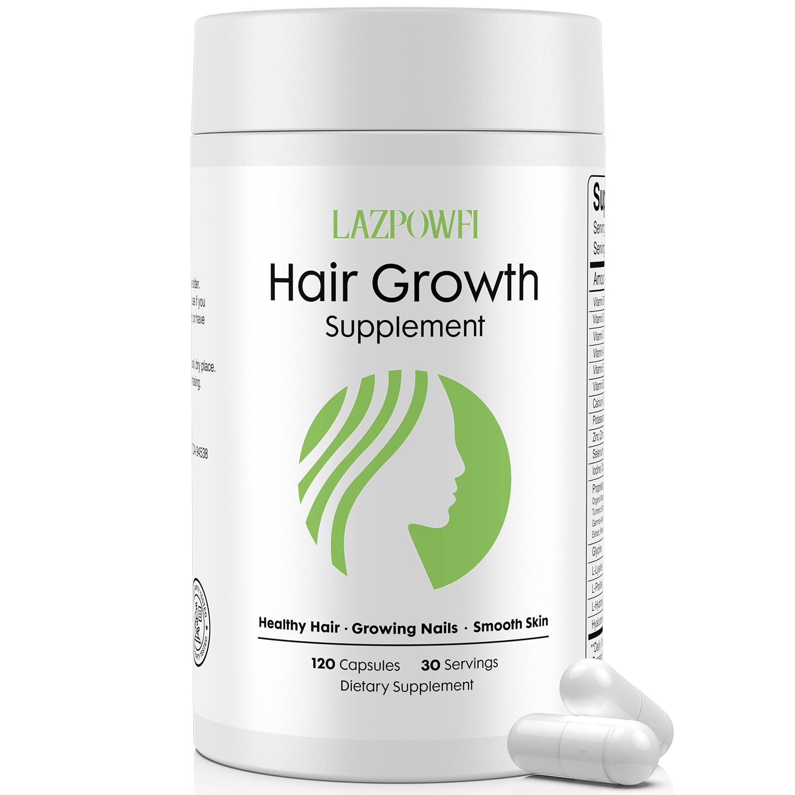 Lazpowfi Hair Growth Bottle Front shows a potent formula for healthier, thicker hair.