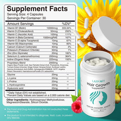 Close-up of Lazpowfi capsules showing a daily hair nourishment supplement.