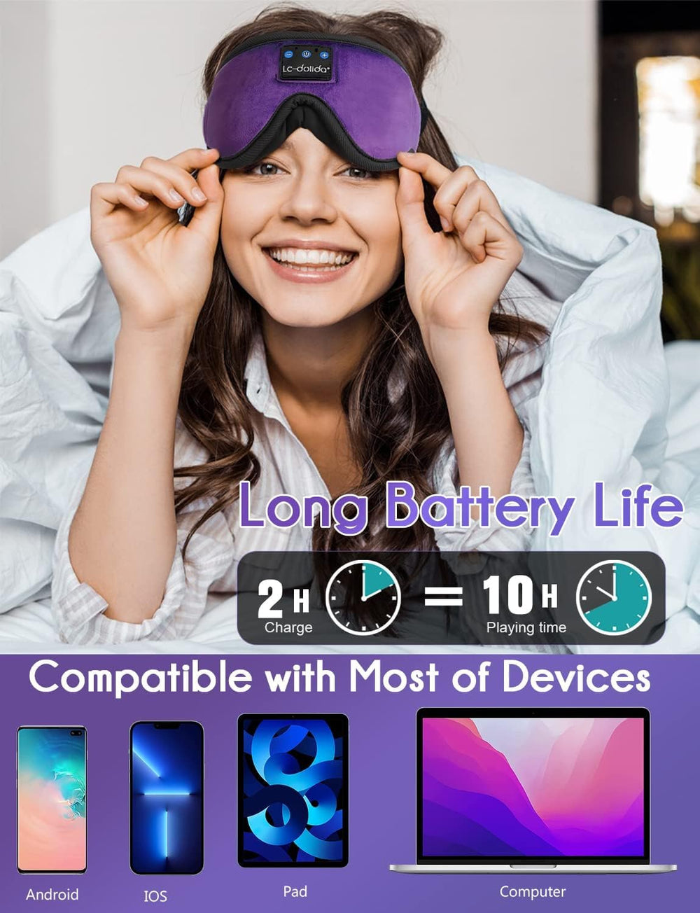 LC-dolida 100% light-blocking nose-fit design darkens rooms for better rest.
