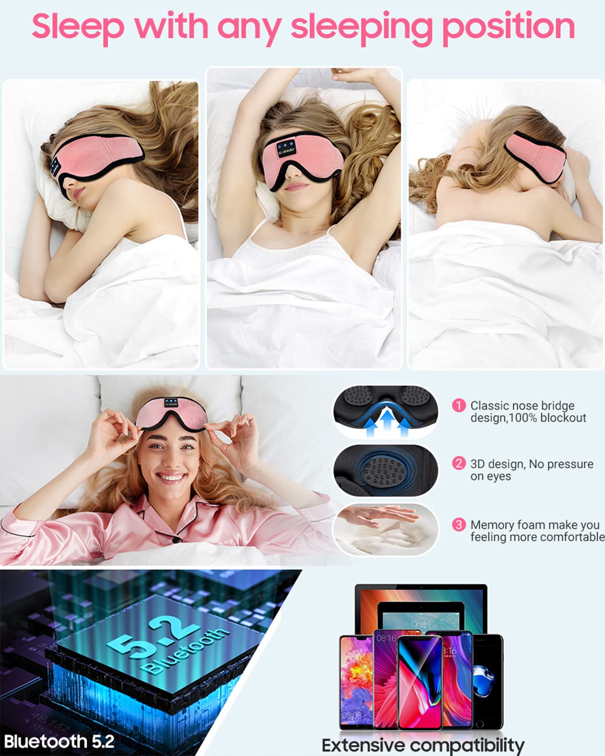 LC-dolida sleep headphones washable design for easy care.