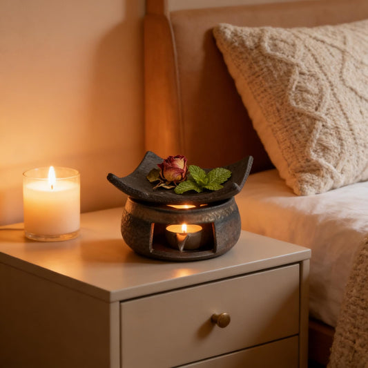 LDGSUPH ceramic burner paired with natural thuja wood coaster for elegant placement