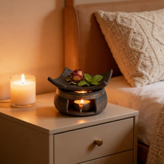 LDGSUPH ceramic burner paired with natural thuja wood coaster for elegant placement