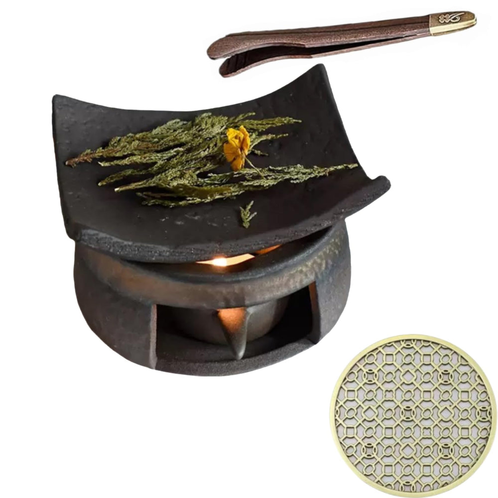 LDGSUPH ceramic burner with zen herb burner for calming aromatherapy at home