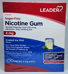 LEADER nicotine gum 4 mg mint pack front for craving relief