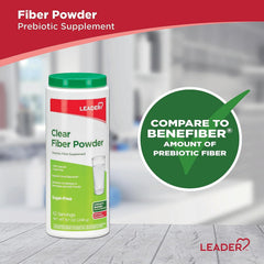 LEADER prebiotic fiber powder tasteless blend that disappears in drinks.