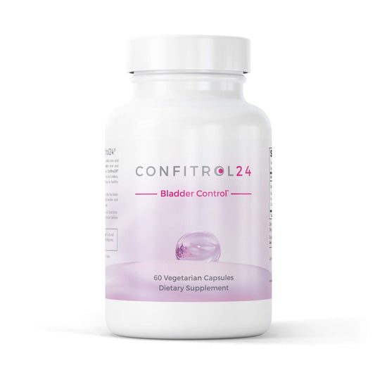 Leading Edge Health Confitrol24 bottle pour illustrating easy, discreet daily use for bladder support.