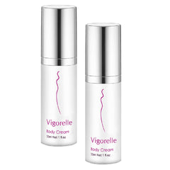 Leading Edge Health Vigorelle cream application for vaginal moisture support and comfort.