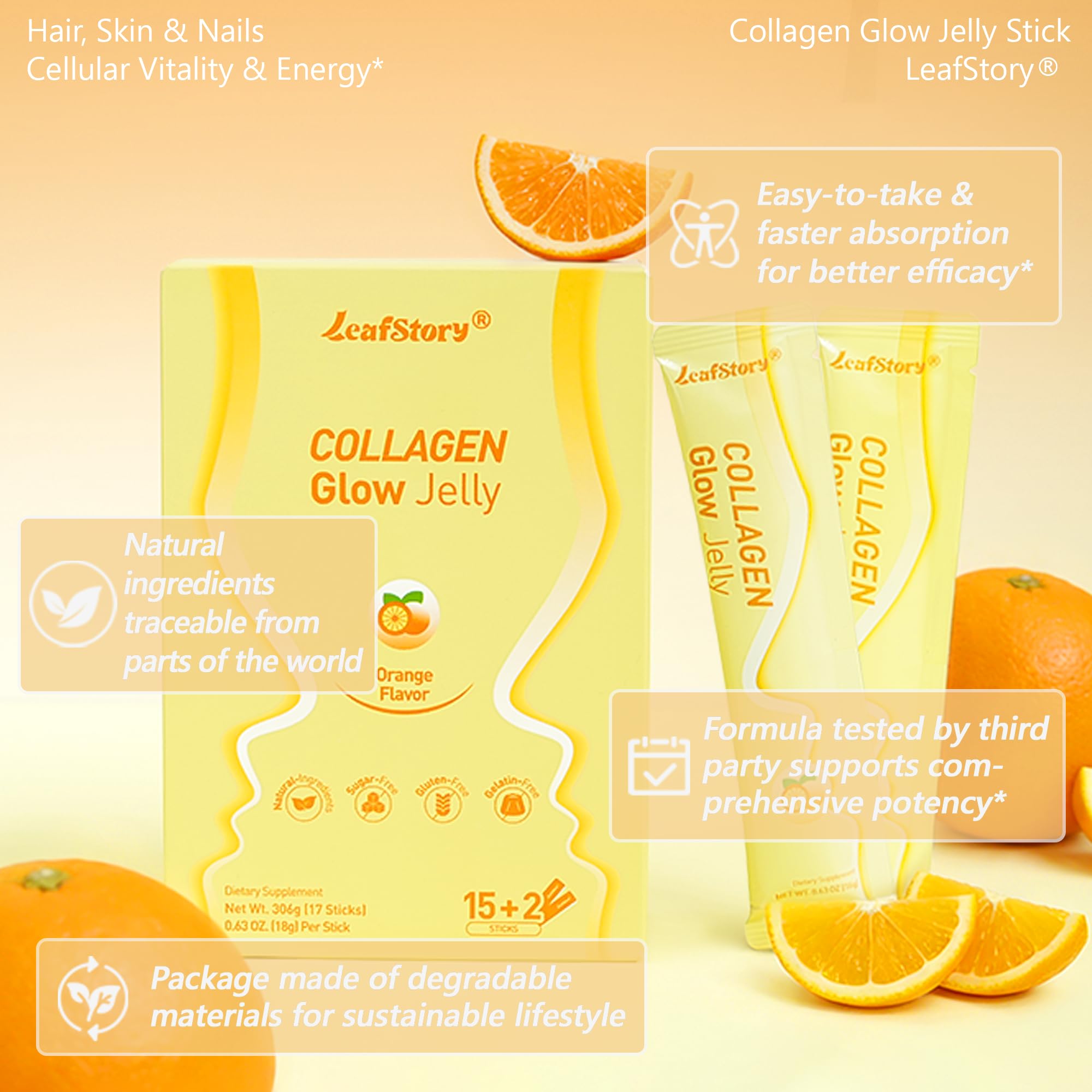 LeafStory Collagen Glow Jelly on breakfast table suggesting a simple morning routine.