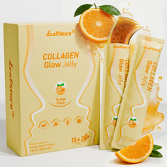 LeafStory Collagen Glow Jelly packaging for convenient daily skincare support.