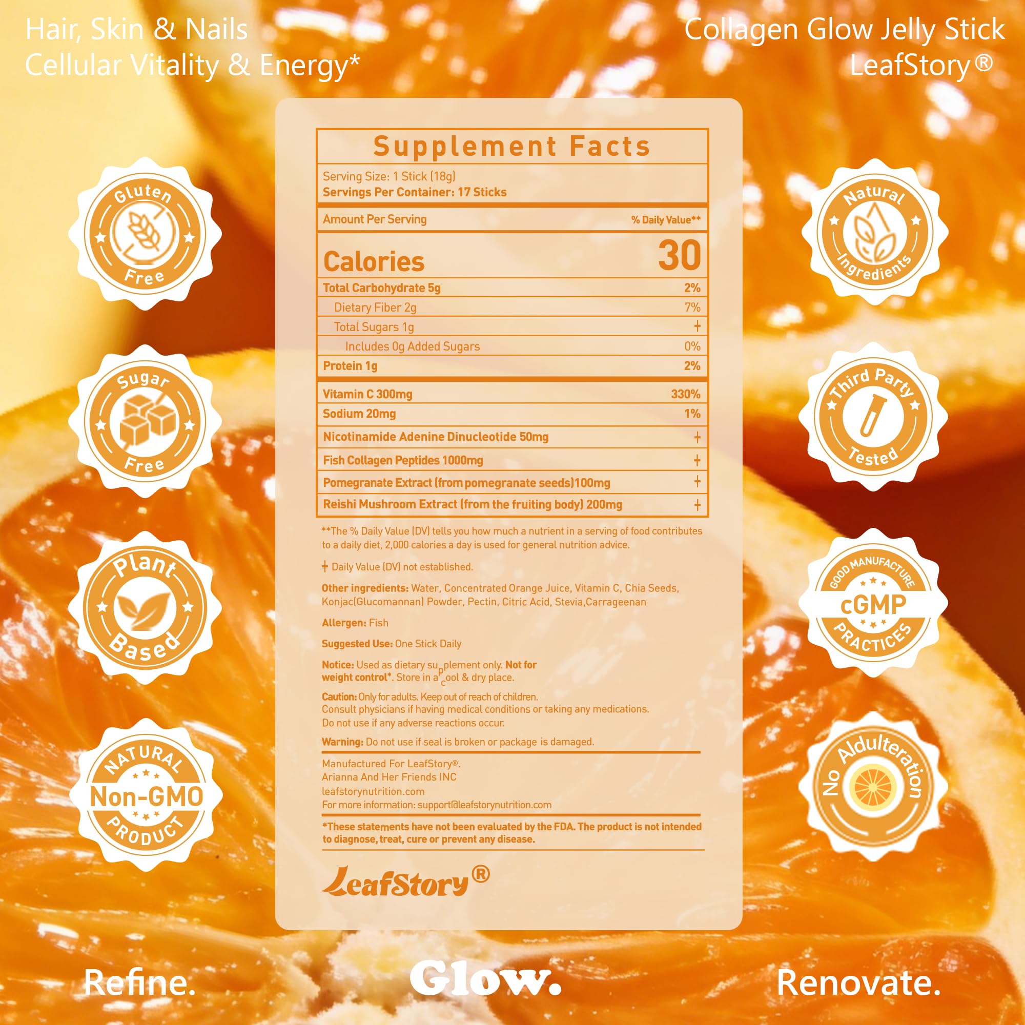 LeafStory Collagen Glow Jelly sticks in hand for on-the-go vitality.