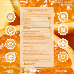 LeafStory Collagen Glow Jelly sticks in hand for on-the-go vitality.