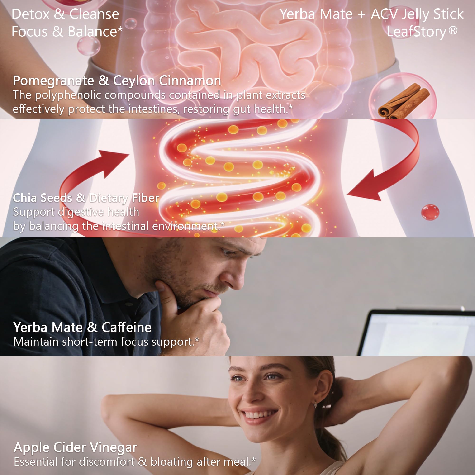 LeafStory Yerba Mate ACV Reset Jelly visual hints at a daily gut-friendly ritual.